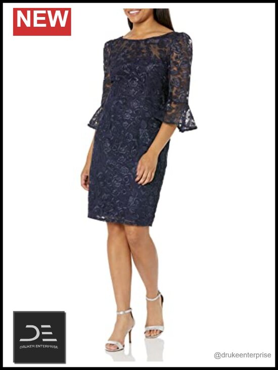 Other - Rosie Embroidery Sheath Dress Boat Neck 3/4 Sleeve Formal Cocktail